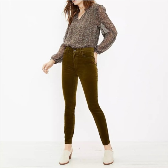 LOFT Hight-Waist Skinny Corduroy Pants in Olive Size 0/25 - Picture 5 of 5